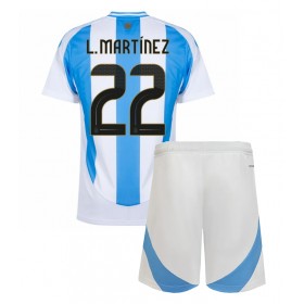 Dětské fotbalový komplet Argentina Lautaro Martinez #22 Domácí košile Copa America 2024 Krátkým Rukávem